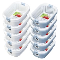 NAKAYA 迷你長方形瀝水碗籃2款x5入組 K664, 白色, 藍色, 1套