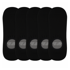 COZY LABEL 女性用雙層氣墊運動隱形襪5雙組, 黑色, 1套