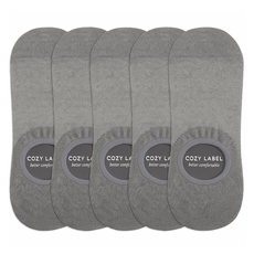 COZY LABEL 女性用雙層氣墊運動隱形襪5雙組, 灰色, 1套