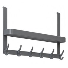 日常重點 多用途免鑽孔門後掛架, 灰色, 1個