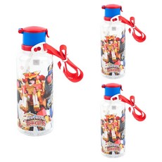 kitchen U 金剛戰士斜背吸管水壺, 藍色, 480ml, 3個