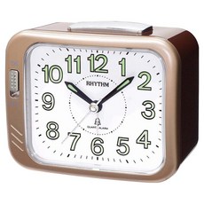 RHYTHM 日本麗聲時計 經典造型貪睡夜光鬧鐘, 玫瑰金