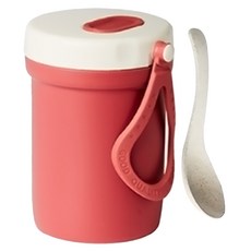 Jasmine’s Kitchen 小茉廚房 可攜帶式湯杯 湯杯 湯碗 附小勺, 紅色, 1個