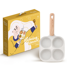 鼎匠 麥飯石不沾煎鍋 4孔圓型加深款 米白色, 1個, 36cm