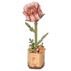 ROB 立體木製組裝模型 粉色玫瑰 TW041, 1個