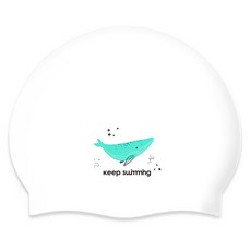 KeepSwimming 天空鯨魚舒適泳帽, 薄荷鯨魚, 1個