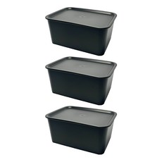 HIMARAYA 附蓋整理盒 4L, 黑色, 3個