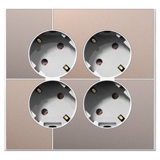 TILINS Gallery米金色接地4孔插座 45度白色邊框, 1個