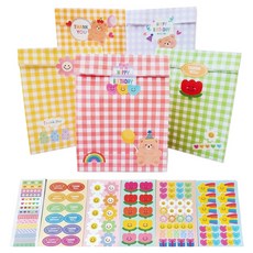 D&G 禮物袋包裝紙袋 5款 x 6入 + 裝飾貼紙 190張 套組, 1套, 混合色