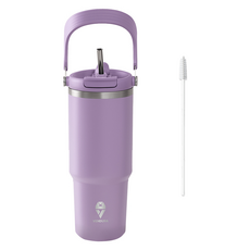 Bendura 彈蓋式內建吸管大容量隨行杯, 淺紫色, 1個, 900ml