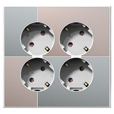 TILINS Gallery 米綠色接地4孔插座 45度白色外框, 1個