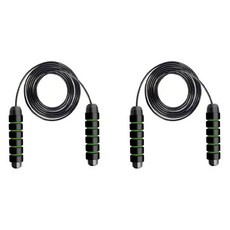 헬씨닷 防滑手柄鋼絲跳繩, 綠色, 2個