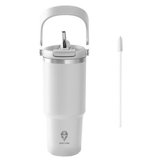 Bendura 彈蓋式內建吸管大容量隨行杯, 象牙白, 1個, 900ml