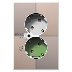 TILINS Gallery 米金色待機電力自動斷電2孔插座 白色邊框, 1個