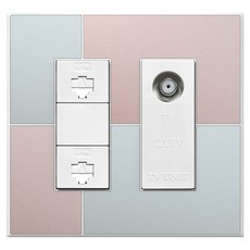 TILINS Gallery 通訊 RJ45 2孔 + CATV 模組 2路 薄荷玫瑰 + 白色, 1個