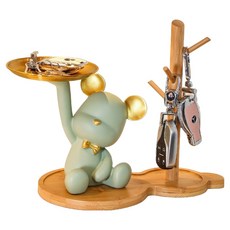 SUNORO 暴力熊玄關收納擺件 小熊托盤+置物架, 抹茶綠