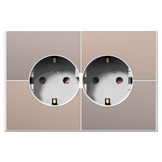 TILINS Gallery 米金色接地2孔插座 橫式 白色外框, 1個