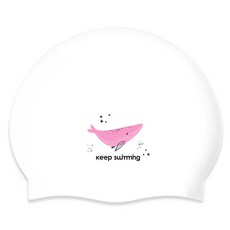 KeepSwimming 天空鯨魚舒適泳帽, 粉紅鯨魚, 1個