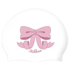 KeepSwimming 蝴蝶結長髮矽膠泳帽, 粉紅色, 1個