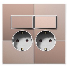 TILINS Gallery 棕金色開關部 2孔插座 白色框架, 1個