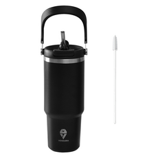 Bendura 彈蓋式內建吸管大容量隨行杯, 黑色, 1個, 900ml