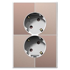 TILINS Gallery 棕金色接地 2孔插座 45度白色邊框, 1個