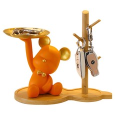 SUNORO 暴力熊玄關收納擺件 小熊托盤+置物架, 橙色