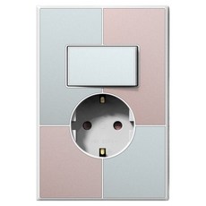 TILINS Gallery系列 開關插座 1孔 薄荷玫瑰色 + 白色外框, 1個