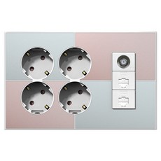 TILINS Gallery 整合式插座 4孔 + CATV 2路 + RJ45 2孔 薄荷玫瑰 + 白色外框, 1個