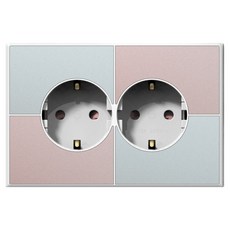 TILINS Gallery 接地插座 2孔 橫式 薄荷玫瑰 + 白色外框, 1個