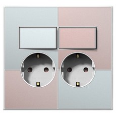 TILINS Gallery系列 開關插座 2孔 薄荷玫瑰 + 白色外框, 1個