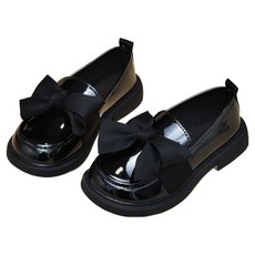 Uvely 女童用 Riyu 蝴蝶結漆皮樂福鞋