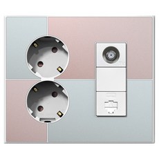 TILINS Gallery 整合式插座 2孔 + CATV 2路 + RJ45 1孔 薄荷玫瑰 + 白色外框, 1個