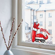 MODACore 摩達客 耶誕 無痕窗貼玻璃貼2件組, 搖滾聖誕老人, 1件