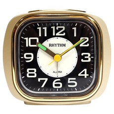RHYTHM 日本麗聲時計 經典時尚漸進鬧鈴螢光面板鬧鐘, 香檳金