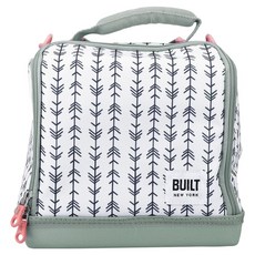 BUILT 前開式雙層保冷袋 箭羽紋 7L, 1個, 白色 + 綠色