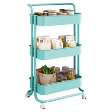 小麥購物 北歐風多層小推車置物 L1236, 藍色, 3層