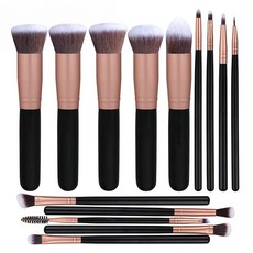 AHOYE 專業無痕粉底刷, 14個, 棕色