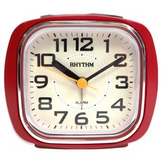 RHYTHM 日本麗聲時計 經典時尚漸進鬧鈴螢光面板鬧鐘, 櫻桃紅