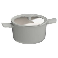 BergHOFF 貝高福 Balance陶瓷塗層不沾鍋雙耳含蓋湯鍋 BHBL-W24, 月霧灰色, 1個, 24cm