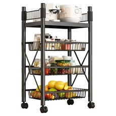 小麥購物 落地多層儲物收納架 網格 3個 + 層板, 4層, 黑色