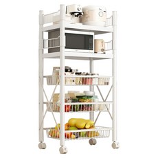 小麥購物 落地多層儲物收納架 網格 3個 + 層板 2個, 白色, 5層