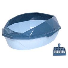 高精寵物 半封閉六角貓砂盆 附貓砂鏟, 1個, 北歐藍