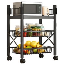 小麥購物 落地多層儲物收納架 網格 2個 + 層板, 黑色, 3層