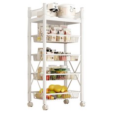 小麥購物 落地多層儲物收納架 網格 4個 + 層板 1個, 白色, 5層