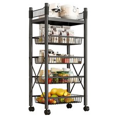 小麥購物 落地多層儲物收納架 網格 4個 + 層板, 黑色, 5層