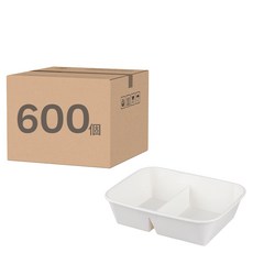 空白紙捲邊2分格紙餐盒 800ml, 1個裝, 600個
