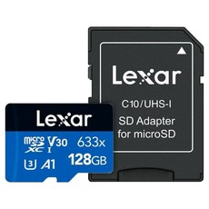 Lexar 雷克沙 High Performance MicroSDXC V30 UHS-1 A1 記憶卡 附轉接器 633X, 128GB, 1個