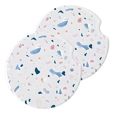 上手家居 珪藻土汽車杯墊/吸水墊/車用杯墊/車用水杯墊/珪藻土杯墊, 水泥系, 2個