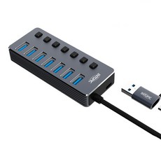 INTOPIC 廣鼎 七孔高速集線器 HBC-625 IT-USB3.2, 1個, 黑色